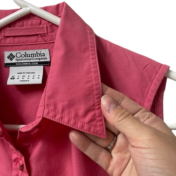 Columbia Women’s Pink Collared Sleeveless Cotton Button Down Shirt Size Small - Picture 5 of 7